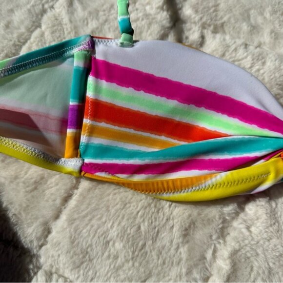 Victoria’s Secret | Rainbow stripe Halter Bandeau Bikini Top | Size Extra Small - Picture 7 of 10